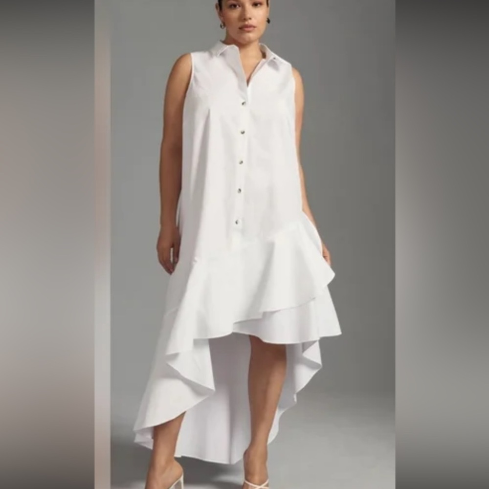 Anthropologie Maeve White asymmetrical dress